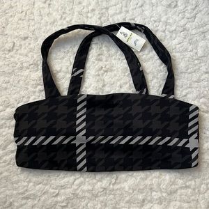 AERIE Offline Patterned Sports Bra Black Grey Sz M NWT